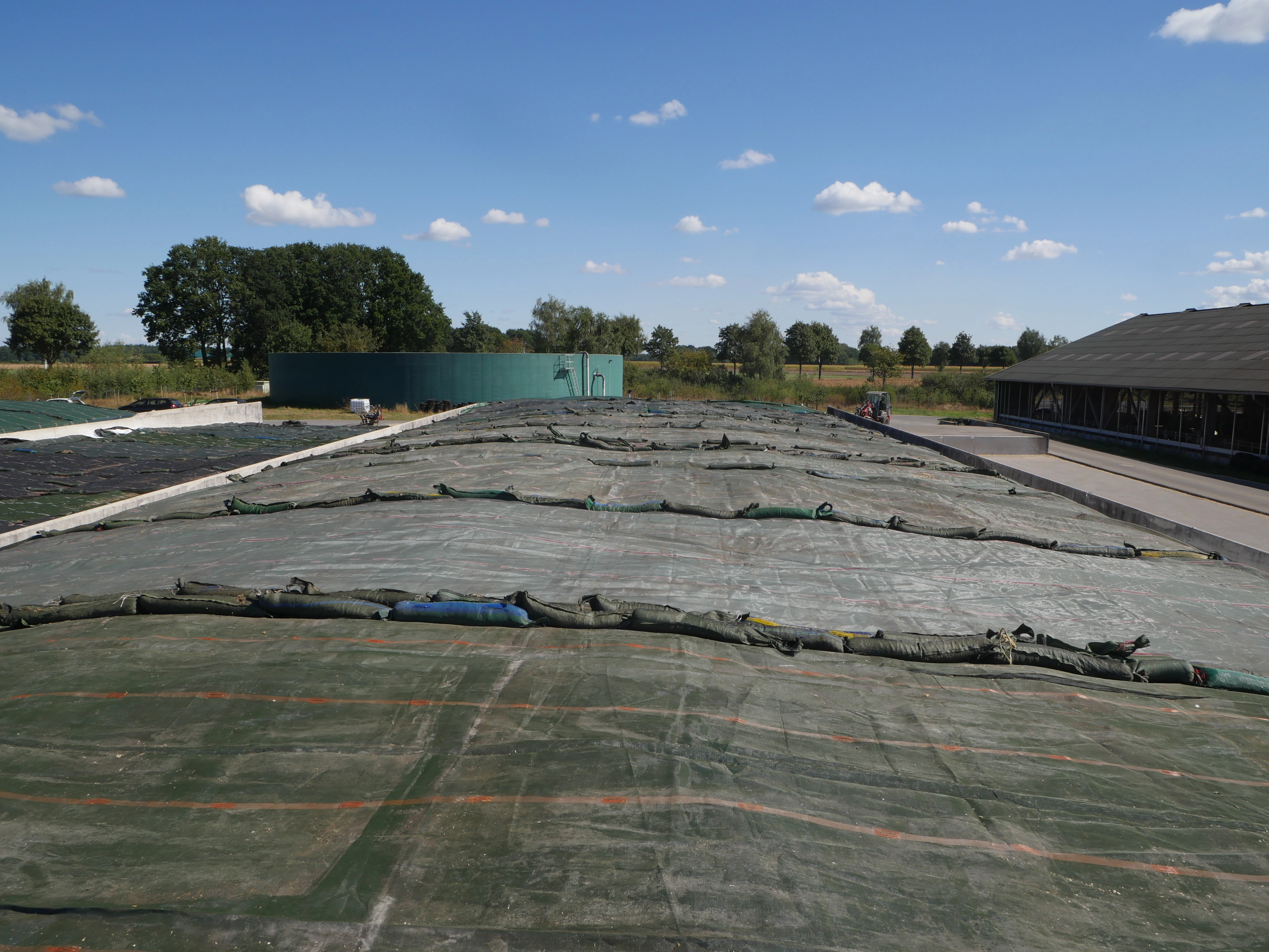 Landwirt mit Siloschlauch